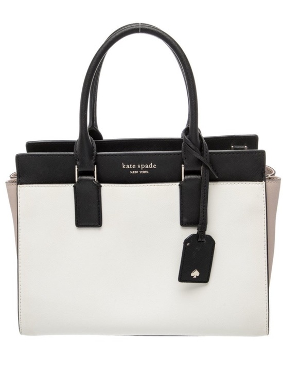kate spade Handbags - kate spade Two-Tone Black, White & Taupe Leather Tote